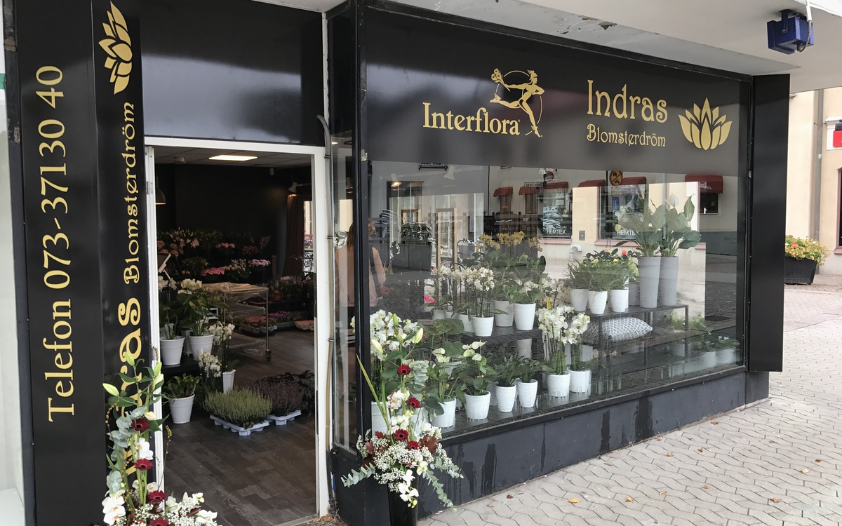 Entrén på Indras Blomsterdröm i Oskarshamn.
